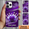 Maxcorners Bowling Phone Case Electric Lightning Energy Ball Pins Strike Hexagon Mesh Carbon Fiber Surface Personalized Name Multi Options Cover (7 Colors)