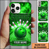 Maxcorners Bowling Phone Case Metallic Striped Ball Pins Strike Smoke Fiery Aura Alley Grid Personalized Name Multi Options Cover (7 Colors)