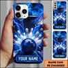 Maxcorners Bowling Phone Case Electric Lightning Energy Bolts Hexagon Mesh Glass Shards Pins Strike Personalized Name Multi Options Cover (7 Colors)