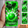 Maxcorners Bowling Phone Case Electric Lightning Energy Bolts Fiery Flames Ball Pins Impact Rocks Personalized Name Multi Options Cover (7 Colors)