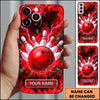 Maxcorners Bowling Phone Case Electric Lightning Energy Bolts Fiery Flames Ball Pins Impact Rocks Personalized Name Multi Options Cover (7 Colors)