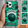 Maxcorners Bowling Phone Case Cracked Stone Wall Camouflage Pattern Hexagon Mesh Ball Pins Strike Personalized Name Multi Options Cover (7 Colors)