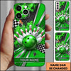 Maxcorners Bowling Phone Case Checkered Racing Flag Carbon Fiber Texture Ball Pins Impact Smoke Personalized Name Multi Options Cover (7 Colors)