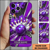Maxcorners Bowling Phone Case Checkered Racing Flag Carbon Fiber Texture Ball Pins Impact Smoke Personalized Name Multi Options Cover (7 Colors)
