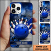 Maxcorners Bowling Phone Case Ball Pins Strike Camo Camouflage Pattern Hexagon Mesh Concrete Plate Personalized Name Multi Options Cover (7 Colors)