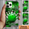 Maxcorners Bowling Phone Case Ball Pins Strike Camo Camouflage Pattern Hexagon Mesh Concrete Plate Personalized Name Multi Options Cover (7 Colors)