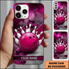 Maxcorners Bowling Phone Case Ball Pins Strike Camo Camouflage Pattern Hexagon Mesh Concrete Plate Personalized Name Multi Options Cover (7 Colors)