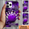 Maxcorners Bowling Phone Case Ball Pins Strike Camo Camouflage Pattern Hexagon Mesh Concrete Plate Personalized Name Multi Options Cover (7 Colors)
