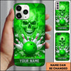 Maxcorners Bowling Phone Case Human Skull Electric Lightning Bolts Flying Shards Polygon Geometric Texture Pins Personalized Name Multi Options Cover (7 Colors)