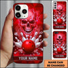 Maxcorners Bowling Phone Case Human Skull Electric Lightning Bolts Flying Shards Polygon Geometric Texture Pins Personalized Name Multi Options Cover (7 Colors)