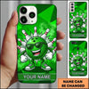 Maxcorners Bowling Phone Case Cool Ball Mascot Character Sunglasses Sneakers Pins Strike Cartoon Polygon Background Personalized Name Multi Options Cover (7 Colors)