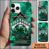 Maxcorners Bowling Phone Case Emerald Gemstone Ball Pins Geometric Frame Smoke Clouds Marble Texture Personalized Name Multi Options Cover (7 Colors)