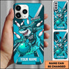 Maxcorners Bowling Phone Case Shark Mascot Sunglasses Jersey Holding Ball Pins Splash Stripe Background Personalized Name Multi Options Cover (7 Colors)