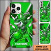 Maxcorners Bowling Phone Case Shark Mascot Sunglasses Jersey Holding Ball Pins Splash Stripe Background Personalized Name Multi Options Cover (7 Colors)