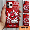 Maxcorners Bowling Phone Case Smiling Ball Mascot Crown Holding Beer Mug Pins Chevron Pattern Smoke Personalized Name Multi Options Cover (7 Colors)