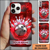 Maxcorners Bowling Phone Case Metallic Ball Glowing Hexagon Frame Circuit Grid Pins Carbon Pattern Personalized Name Multi Options Cover (7 Colors)