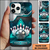 Maxcorners Bowling Phone Case Steel Ball Glowing Triangle Frame Metal Plate Mesh Surface Pins Personalized Name Multi Options Cover (7 Colors)