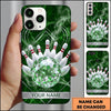 Maxcorners Bowling Phone Case Crystal Diamond Ball Pins Strike Smoke Clouds Marble Texture Geometric Lines Personalized Name Multi Options Cover (7 Colors)