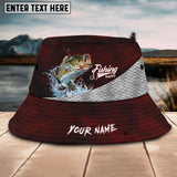 Maxcorners Bass Fishing Customized Name 3D Red Bucket Hat