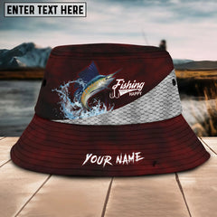 Maxcorners Marlin Fishing Customized Name 3D Red Bucket Hat