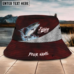 Maxcorners Salmon Fishing Customized Name 3D Red Bucket Hat