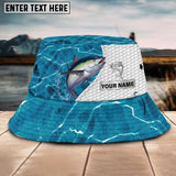 Maxcorners Tuna Fishing Customized Name 3D Blue Bucket Hat