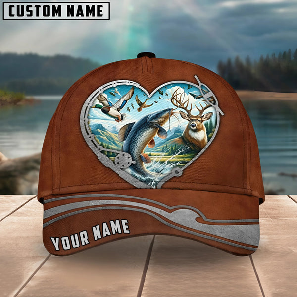 Maxcorners Catfish Fishing Heart Customized Name 3D Cap