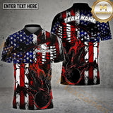 Maxcorners USA Flag And Wing  Bowling Jersey Personalized Name, Team Name 3D Shirt