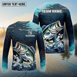 Maxcorners Customize Name Bass Fishing Sky Blue Black Shirt