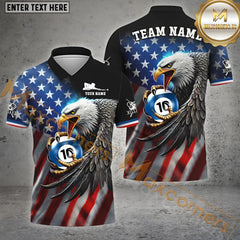 Maxcorners Billiard 8 Ball, 9 Ball, 10 Ball Eagle Flag Of US Pattern Options Personalized Name, Team Name 3D Shirt