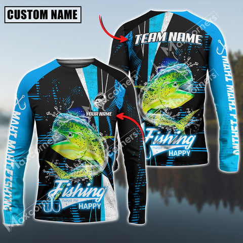 Maxcorners Mahi-Mahi Fishing Sport Jersey Fishing Make Me Happy Sun Protection Personalized Name Team Name 3D Shirts