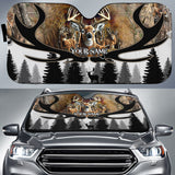 Maxcorners Deer Hunting Camo Pattern Custom Name All Over Printed 3D Car Sun Shade