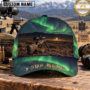 Maxcorners Long Range Shooting Precision Rifle Northern Lights Personalized Name 3D Cap