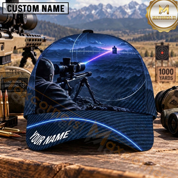 Maxcorners Long Range Shooting Precision Marksman Electric Blue Lightning Personalized Name 3D Cap