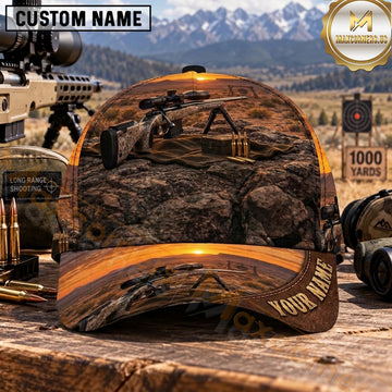 Maxcorners Long Range Shooting Precision Rifle Rugged Rocky Sunset Personalized Name 3D Cap