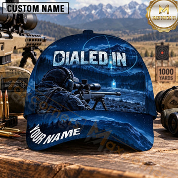 Maxcorners Long Range Shooting Dialed In Blue Night Rifle Personalized Name 3D Cap