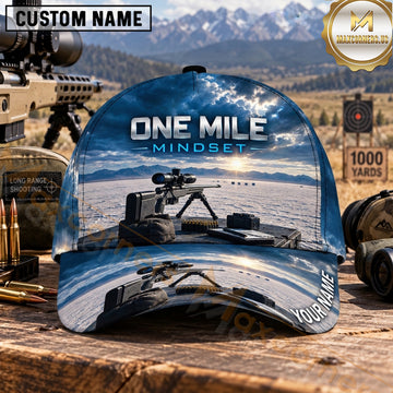 Maxcorners Long Range Shooting One Mile Mindset Blue Mountain Range Personalized Name 3D Cap