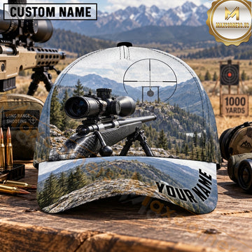 Maxcorners Long Range Shooting Precision Rifle Alpine Forest Crosshair Personalized Name 3D Cap