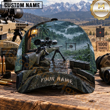 Maxcorners Long Range Shooting Precision Rifle Misty Forest Personalized Name 3D Cap