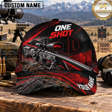 Maxcorners Long Range Shooting One Shot Red Crosshair Personalized Name 3D Cap