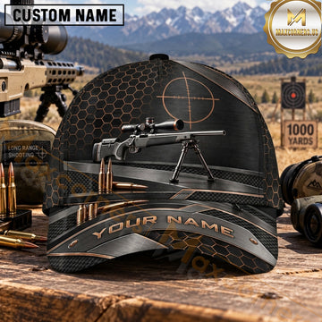 Maxcorners Long Range Shooting Precision Rifle Black Bronze Honeycomb Personalized Name 3D Cap