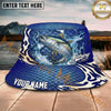 Maxcorners Fishing Blue Scale Happy Quote Personalized Name 3D Bucket Hat (12 Fish Species)