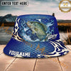 Maxcorners Fishing Blue Scale Happy Quote Personalized Name 3D Bucket Hat (12 Fish Species)