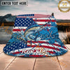 Maxcorners Fishing Patriotic Flag Splash Hook Personalized Name 3D Bucket Hat (12 Fish Species)