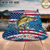 Maxcorners Fishing Patriotic Flag Splash Hook Personalized Name 3D Bucket Hat (12 Fish Species)
