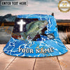 Maxcorners Fishing Faith Cross Blue Wave Personalized Name 3D Bucket Hat (12 Fish Species)