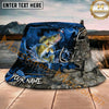 Maxcorners Fishing Dark Camo Hook Splash Personalized Name 3D Bucket Hat (12 Fish Species)