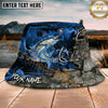 Maxcorners Fishing Dark Camo Hook Splash Personalized Name 3D Bucket Hat (12 Fish Species)