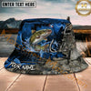 Maxcorners Fishing Dark Camo Hook Splash Personalized Name 3D Bucket Hat (12 Fish Species)