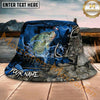 Maxcorners Fishing Dark Camo Hook Splash Personalized Name 3D Bucket Hat (12 Fish Species)